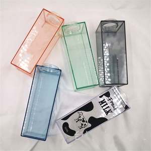 Botella de Acrílico Transparente con Forma de Cartón de Leche, Libre de BPA, con Logotipo Personalizado, a Prueba de Fugas, Apta para Lavavajillas, para Fiestas, Venta al Por Mayor - Product Image 1