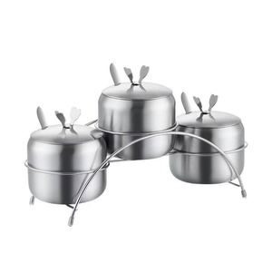 Ensemble de pots à épices en acier inoxydable avec couvercles personnalisés pour usage commercial et domestique – Idéal pour sucre blanc, expresso, sel - Product Image 1
