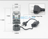 Phare LED à double lentille facile à utiliser, mini projecteur F40, ampoule de phare LED H4, 12V 55W 6000K