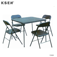 Pas cher 5 pièces salle à manger table avec chaise srt gain de place noir pu siège en bois métal cadre petit déjeuner maison cuisine KC-TC0009