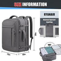 Tas Ransel Perjalanan Tahan Air 40L yang Dapat Diperluas, Penutup Ritsleting dan Pengait, Disetujui untuk Bagasi Kabin, Cocok untuk Perjalanan Bisnis, Santai, dan Akhir Pekan
