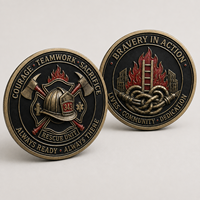 Pièce de monnaie plaquée or, souvenir de pompier, motif 'Courage et Secours en cas d'incendie', en laiton antique avec revêtement époxy, pièce de défi avec logo pour cérémonie commémorative