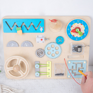Nuovo Volante Giocattolo in Legno Ecologico per Simulazione di Guida, Busy <span class=keywords><strong>Board</strong></span> Montessori per l'Educazione Precoce e il Gioco di Ruolo - Product Image 6