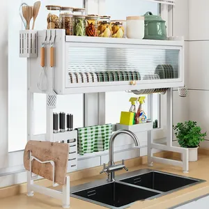 Niseven Hot Bán đa chức năng 3 tầng lớn bồn rửa nhà bếp kệ có thể điều chỉnh kim loại món ăn giá trên bồn rửa món ăn khô giá