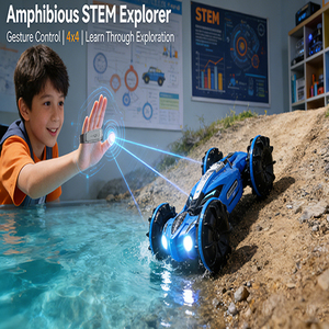 Voiture RC 4x4 amphibie à commande gestuelle 1:14, jouet éducatif STEM interactif pour enfants, idéal pour la salle de classe et les cadeaux tout-terrain - Product Image 1