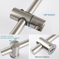 Support mural réglable en hauteur pour douche pluie, en acier inoxydable brossé 304, sans perçage, design moderne et minimaliste, accessoire de salle de bain