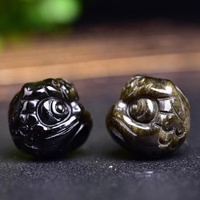 Gravure en cristal de quartz naturel, obsidienne d'or, main de Lion dansant pour la fabrication de collier pendentif