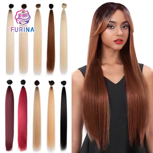 Top Girl 100g Naturale per Colore Ombre Biondo 22-40 Resistente al Calore Estensioni di Capelli Sintetici Lisci 100% Capelli Sintetici - Product Image 2