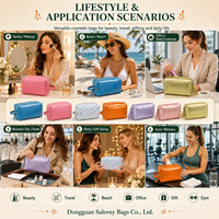 Pochette cosmétique en PU métallisé brillant, trousse de maquillage personnalisable avec logo, organiseur de beauté de voyage, étui à fermeture éclair OEM ODM