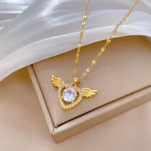 Nouveau Cupidon <span class=keywords><strong>Ange</strong></span> Ailes Amour Collier Femmes Moving Petites Ailes Gland Pendentif Collier Chaîne - Product Image 4