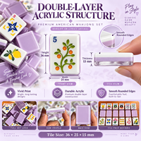 Ensemble de mahjong américain de luxe en acrylique double couche, lilas et blanc, 160 tuiles, pour soirée de jeu