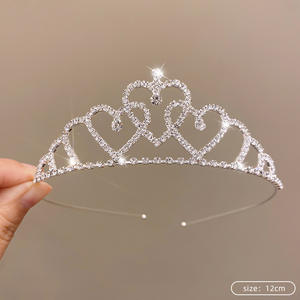 Kızlar prenses düğün Tiaras doğum günü bantlar Rhinestone taç saç aksesuarları balo gelin Tiara alaşım malzeme toptan - Product Image 2