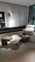 Sofá de sala de estar de diseño moderno único de lujo, mesa de centro Irregular de centro de extremo lateral de madera de Metal de mármol redondo grande