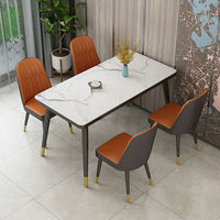 Ensemble de 5 table supérieure en marbre et chaises en velours, meubles de salle à manger, style moderne, offre spéciale, prix bas, 5 pièces