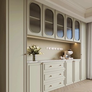 Credenza di Lusso in Legno Massello, Mobile Alto con Cassetti per <span class=keywords><strong>Soggiorno</strong></span> e Casa - Product Image 1
