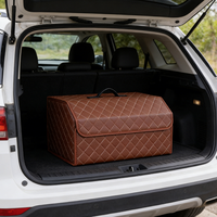 Organisateur de coffre de voiture en cuir PU, boîte de rangement pliable pour coffre de voiture avec fermeture Velcro C17