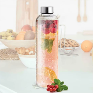 Botella de Vidrio para Jugo al por Mayor de Fábrica, Botella de Agua Deportiva Portátil con Tapa Hermética de Acero Inoxidable 304 para Cocina y Restaurante - Product Image 4