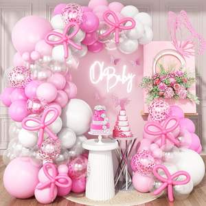 Kit Dekorasi Garland Balon Pink Putih <span class=keywords><strong>Pastel</strong></span>, Garland Balon Coquette Bow untuk Dekorasi Pesta Ulang Tahun dan Bridal Shower - Product Image 1