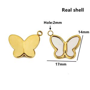Stainless Steel 18K Gold Plated Heart Butterfly Square Inlaid Shell Pendant For <b>Bracelet</b> Making DIY Jewelry Accessories - Product Image 2