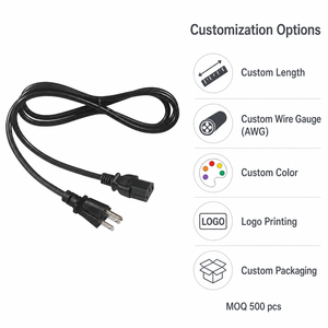 สายไฟ AC 3 ขา แบบ NEMA 5-15P ต่อ IEC C13 สายไฟคอมพิวเตอร์ 18AWG 10A 125V สำหรับเดสก์ท็อป พีซี มอนิเตอร์ เครื่องพิมพ์ - Product Image 2