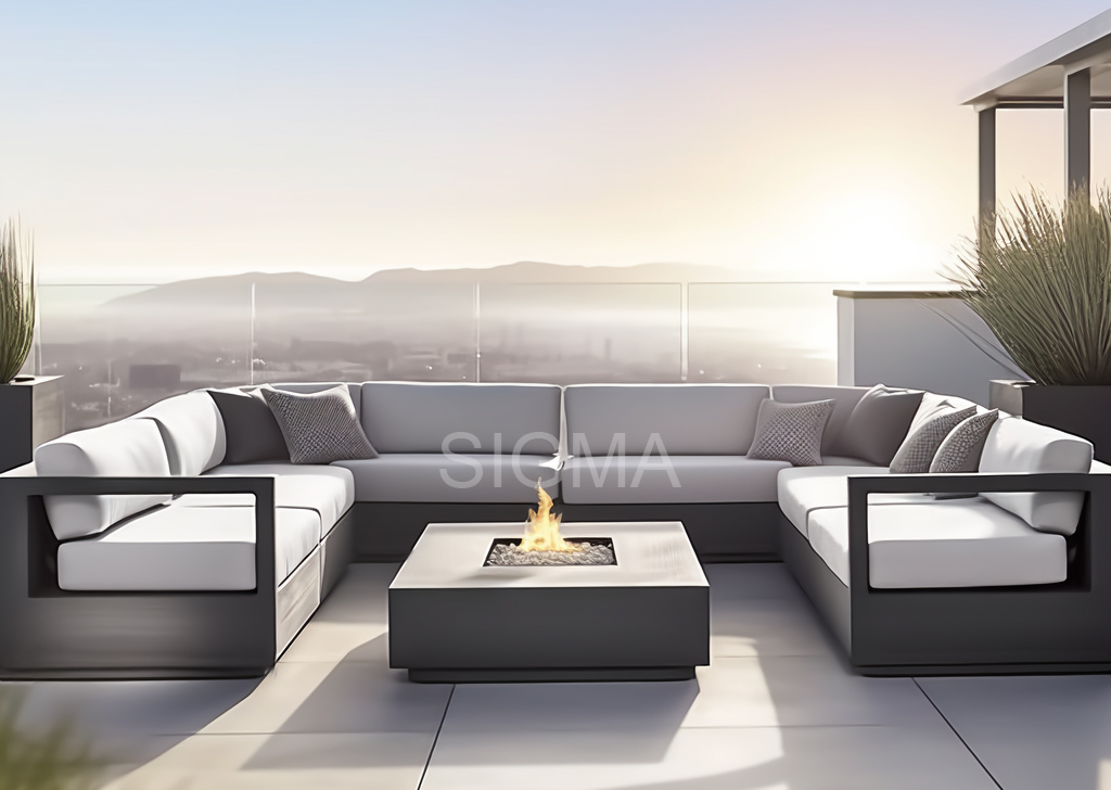 Sigma new design 2 Seat sofa Modern Style Outdoor Garden Aluminum Sofa Hotel Balcony Furniture Luxury Garden sofa set