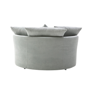 Swivel Home Light Grey Round Sofa With Storage <strong>Ottoman</strong> <strong>Barrel</strong> <strong>Chairs</strong> for Living Room Leisure Couch - Product Image 5