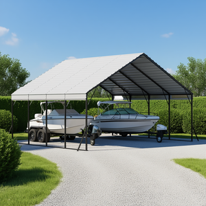 Abri de voiture métallique D0100X3EHBJ 20 x 20 pieds, toit en pente, structure en acier galvanisé robuste pour bateaux, camions, abri extérieur - Product Image 2