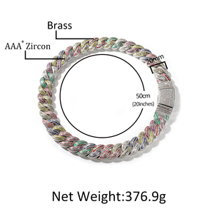 Cadena cubana luminosa colorida para mujer, joyería <span class=keywords><strong>de</strong></span> moda, regalo <span class=keywords><strong>de</strong></span> América, cadena <span class=keywords><strong>de</strong></span> fiesta, collar cubano, joyería <span class=keywords><strong>de</strong></span> rapero <span class=keywords><strong>de</strong></span> 20mm - Product Image 3