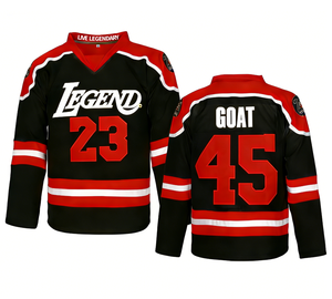 Camisetas de <span class=keywords><strong>Hockey</strong></span> Bordadas Personalizadas GOAT 23 <span class=keywords><strong>LIVE</strong></span> LEGENDARY, Uniforme de Sublimación de Equipo, Camiseta con Estampado Digital, Camiseta de <span class=keywords><strong>Hockey</strong></span> con Tela Tackle Twill - Product Image 1