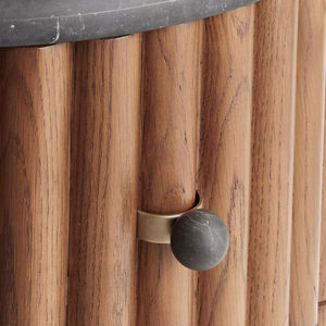 Mesa de Noche de Madera Natural Personalizada, Estilo Minimalista, con Cubierta de Mármol, Mueble para Dormitorio de Hotel, Estructura de Madera - Product Image 6