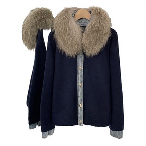 Poncho de Punto para Mujer, Estilo Cardigan, con Ribete de Mezclilla, Cálido, con Botones al Frente, Ropa de Abrigo para Invierno - Product Image 3