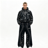 Ensemble de survêtement personnalisé pour homme en nylon, imprimé par sublimation, style streetwear, veste zippée à capuche ample et pantalon de jogging décontracté pour le sport