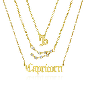 3 pz/set gioielli con carta dei desideri delicate Aries Gemini Leo Scorpio Virgo 12 segni zodiacali girocollo collane a strati da donna - Product Image 2