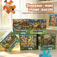 Puzzle en bois Montessori personnalisé de 48 pièces sur le thème des dinosaures, jeu éducatif d'apprentissage des animaux pour enfants