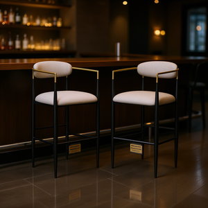 Set di 2 sgabelli da bar moderni con struttura in metallo rivestita in tessuto, design contemporaneo per uso domestico e commerciale, base stabile - Product Image 2