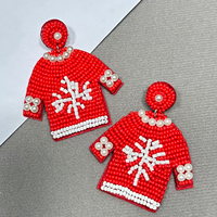 Boucles d'oreilles clous délicates flocon de neige AHAYA pour femme, mini bijoux fantaisie motif T-shirt rouge, style bohème fait main pour tenue quotidienne