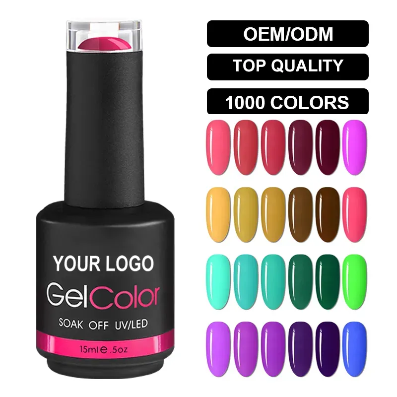 Custom Private Label Top Quality 15ml Nail Gel Polish OEM Color Gel Nail Polish Wholesale UV LED Lamp Lasting Gel Polish