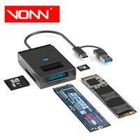 Boîtier SSD M.2 VONN Factory USB 3.2 Gen 2 NVME NGFF 10G haute vitesse avec câble SATA et fentes pour cartes SD/TF