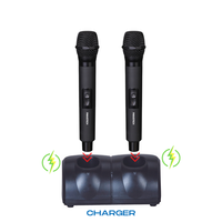 Microphones sans fil UHF professionnels karaoké rechargeables dynamiques à double canal Panvotech
