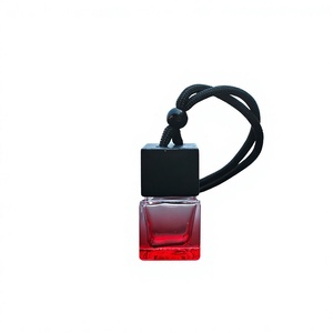 8ml Premium Black Cap Car Air Freshener Empty Glass <b>Bottle</b> Square Hanging Essential Oil <b>Diffuser</b> Car Interior Decor - Product Image 2