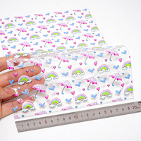Tissu en vinyle PVC pour boucles d'oreilles faites à la main, matériel de 30cm x 120cm, motif fleur arc-en-ciel coeur coloré