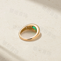 Bague dôme épaisse LOZRUNVE pour femme en argent sterling 925 plaqué or 18 carats avec sertissage baguette