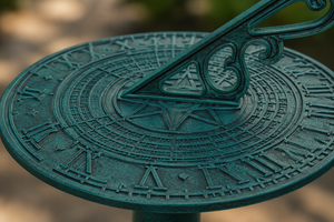 Orologio Solare da Esterno in Resina Effetto Verdigris Eco-Friendly, Design Antico, Resistente alle Intemperie, con Piedistallo, per Giardino e Cortile - Product Image 3