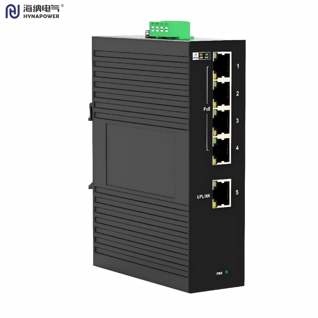 OEM/ODM Industrial 5-10/100M-Port Unmanaged PoE+ Din-Rail Fast Switch 4xPoE Ports 120W IP40 -40~75℃ CE FCC for CCTV/Sensor Nodes