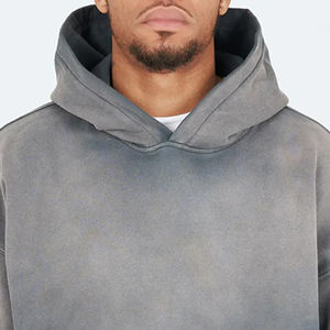 100% Cotton Streetwear Embroidery No String <b>Thermal</b> Hoodies Garment Dye Custom Sun Fade Vintage Washed Customized <b>Hoodie</b> for Men - Product Image 4