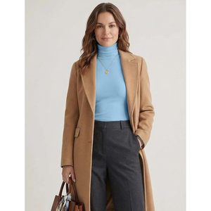 Camiseta de cuello alto acanalada personalizada para mujer, de manga larga, ajuste ceñido, suave, elástica, transpirable, de punto, para capa base - Product Image 5