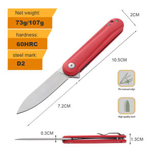 Cuchillo de bolsillo Azul Rojo D2 acero CNC cuchillo plegable duradero Acero inoxidable al carbono peso ligero para caza al aire libre uso táctico - Product Image 2