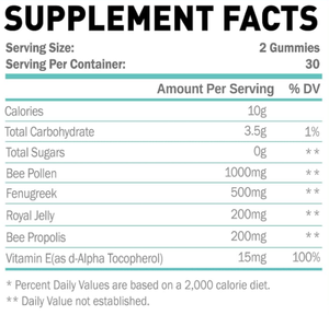 Gomitas de Polen de Abeja <span class=keywords><strong>Sin</strong></span> Azúcar, Vegetarianas, <span class=keywords><strong>Sin</strong></span> OMG, <span class=keywords><strong>Sin</strong></span> Gluten, Suplemento Dietético, Gomitas de Polen de Abeja con Jalea Real y Propóleo - Product Image 2