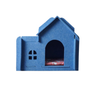 Maisonnette en feutre en forme de maison pour chat, abri intérieur douillet avec entrée confortable et coussin moelleux pour le repos des animaux de compagnie