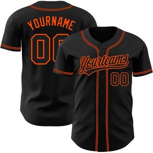 Maillots de baseball personnalisés noir et orange en polyester respirant, uniforme de sport avec personnalisation par boutons, style hip-hop - Product Image 1